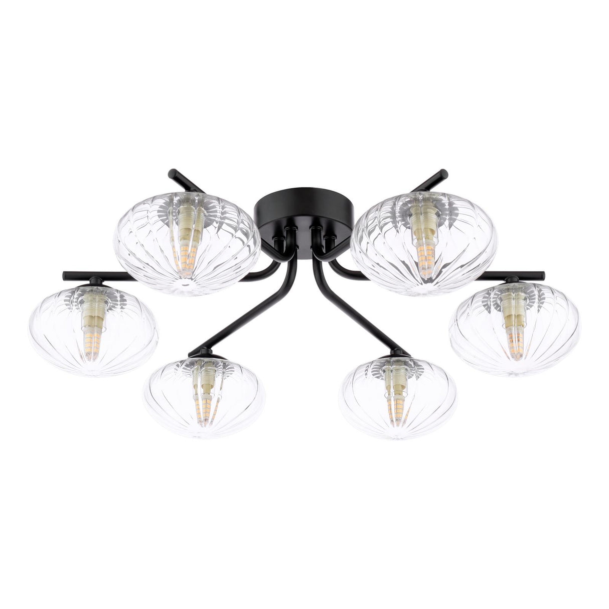 Dar Ede 6 Light Semi-Flush Matt Black and Glass