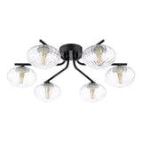 Dar Ede 6 Light Semi-Flush Matt Black and Glass