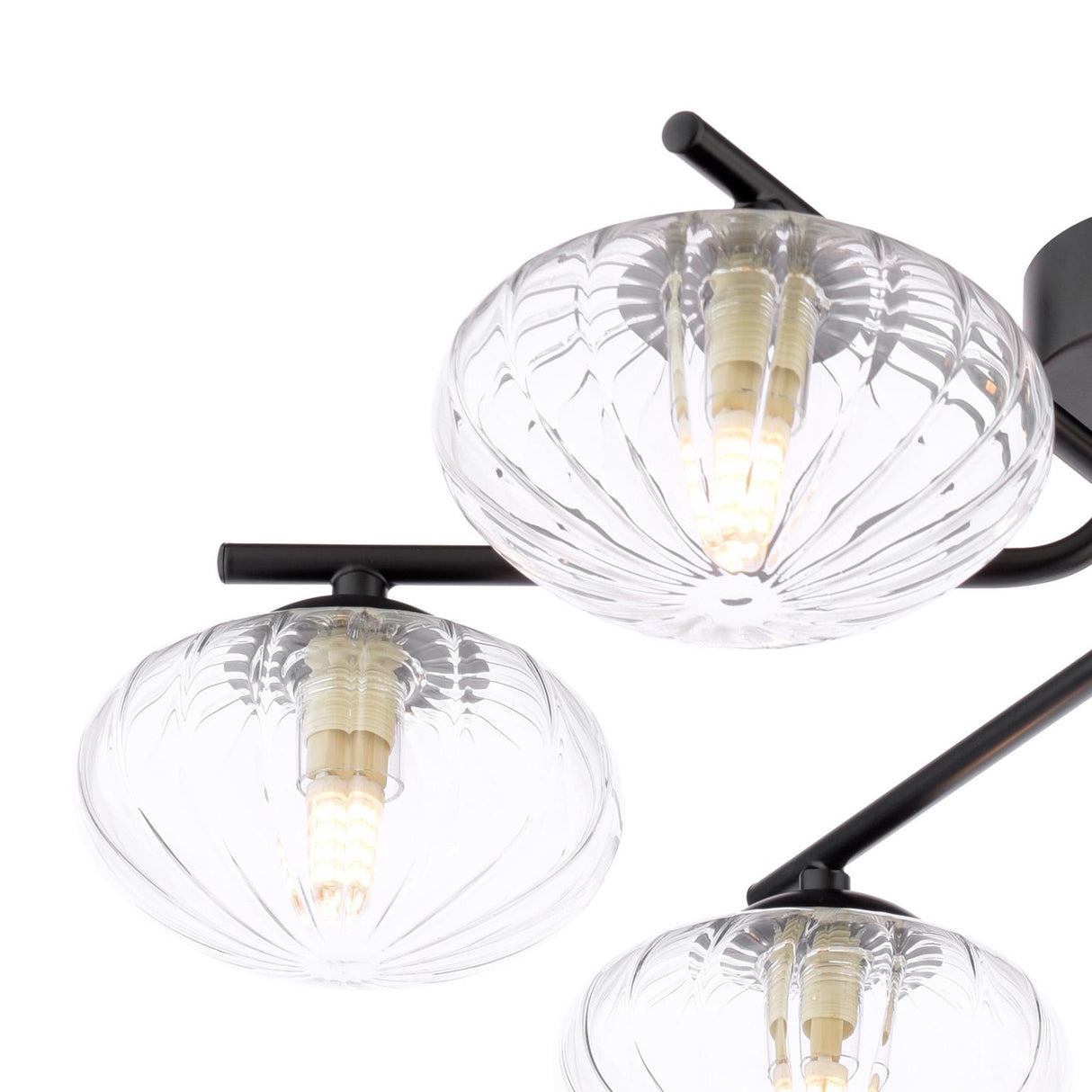 Dar Ede 6 Light Semi-Flush Matt Black and Glass