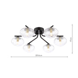 Dar Ede 6 Light Semi-Flush Matt Black and Glass