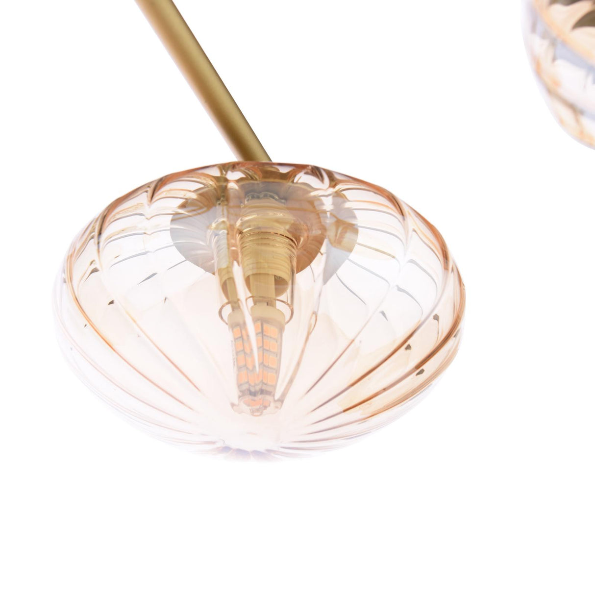 Dar Ede 6 Light Semi-Flush Satin Gold and Amber Glass