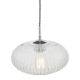 Dar Edmond Single Pendant Polished Chrome Ribbed Glass –  from Amos Lighting + Home