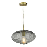 Dar Edmond 1 Light Pendant Smoked Glass Antique Brass Detail –  from Amos Lighting + Home