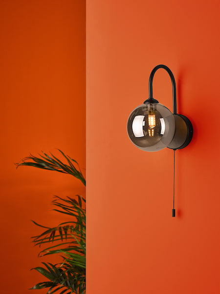 Dar Eissa Wall Light Matt Black Smoked Glass –  from Amos Lighting + Home