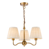 Dar Elara 3 Light Pendant Antique Bronze With Natural Linen Pleated Shades