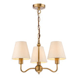 Dar Elara 3 Light Pendant Antique Bronze With Linen Hardback Shades