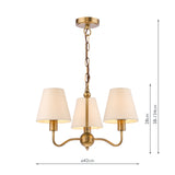 Dar Elara 3 Light Pendant Antique Bronze With Linen Hardback Shades