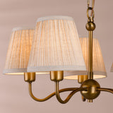 Dar Elara 5 Light Pendant Antique Bronze With Natural Linen Pleated Shades