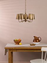 Dar Elara 5 Light Pendant Antique Bronze With Bronze Metal Shades