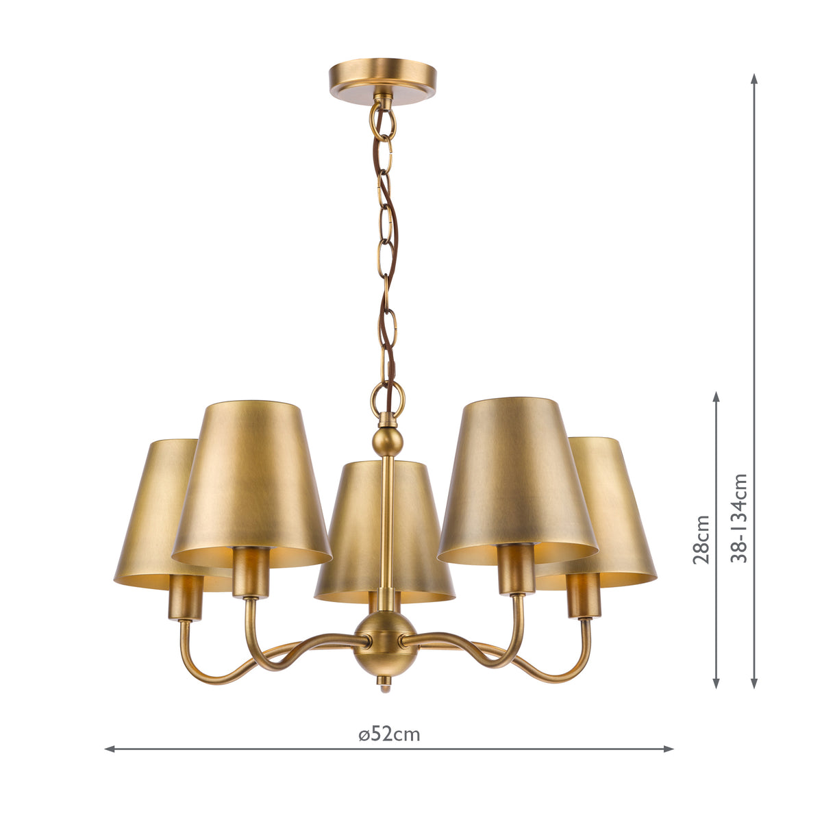 Dar Elara 5 Light Pendant Antique Bronze With Bronze Metal Shades