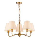 Dar Elara 5 Light Pendant Antique Bronze With Linen Hardback Shades