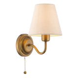 Dar Elara Wall Lamp Antique Bronze With Linen Hardback Shades