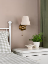 Dar Elara Wall Lamp Antique Bronze With Linen Hardback Shades