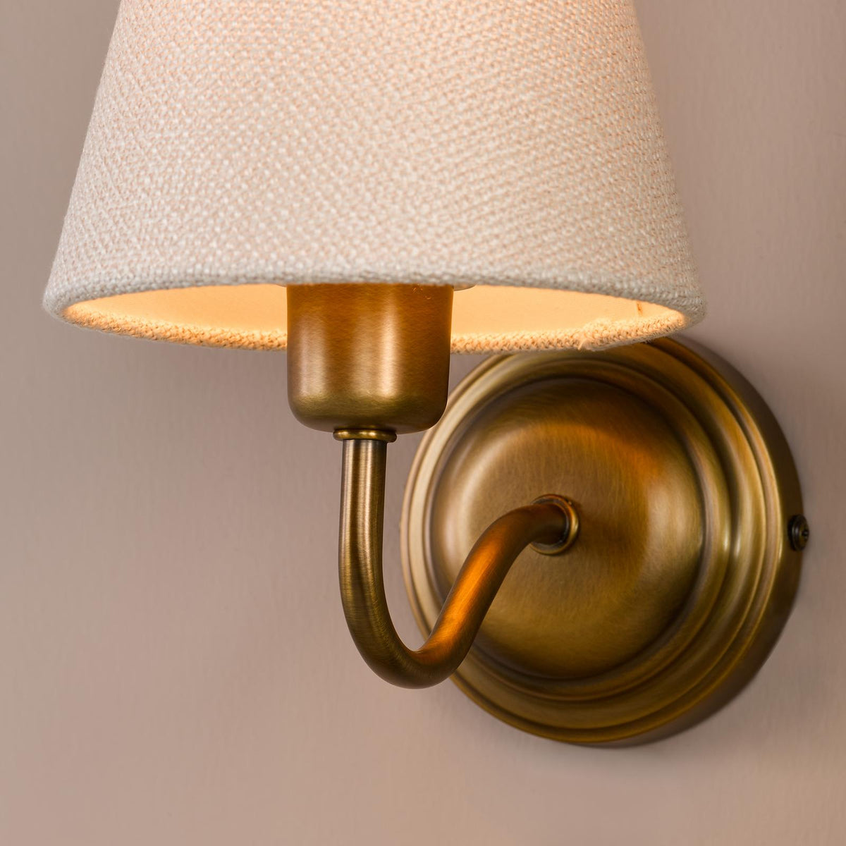 Dar Elara Wall Lamp Antique Bronze With Linen Hardback Shades