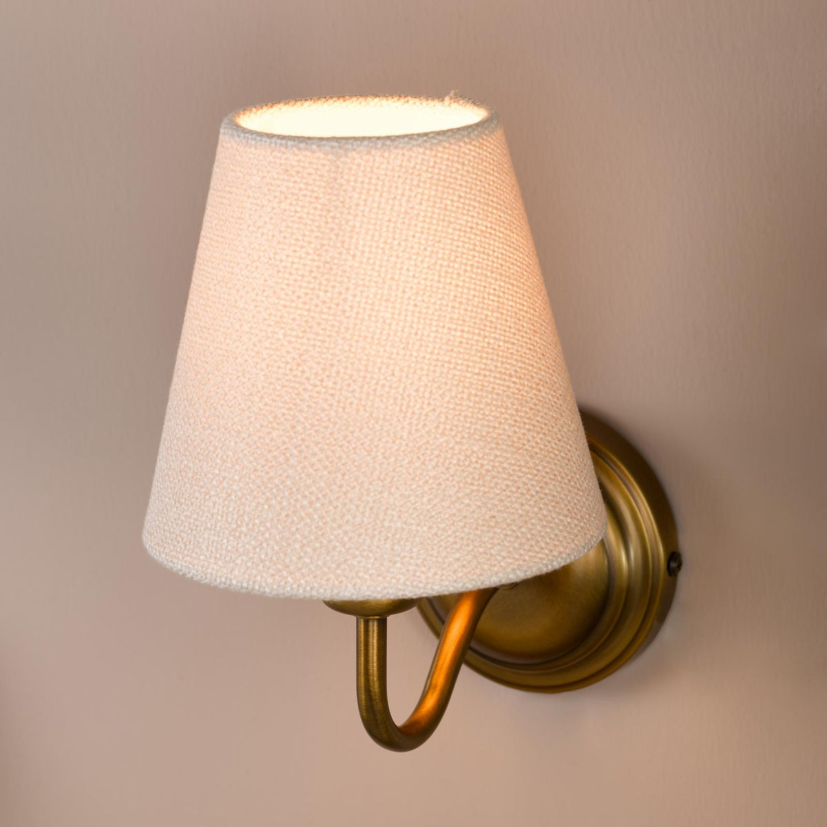 Dar Elara Wall Lamp Antique Bronze With Linen Hardback Shades
