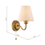 Dar Elara Wall Lamp Antique Bronze With Linen Hardback Shades