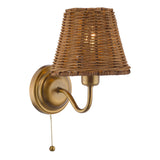 Dar Elara Wall Lamp Antique Bronze With Hand-Woven Rattan Shades