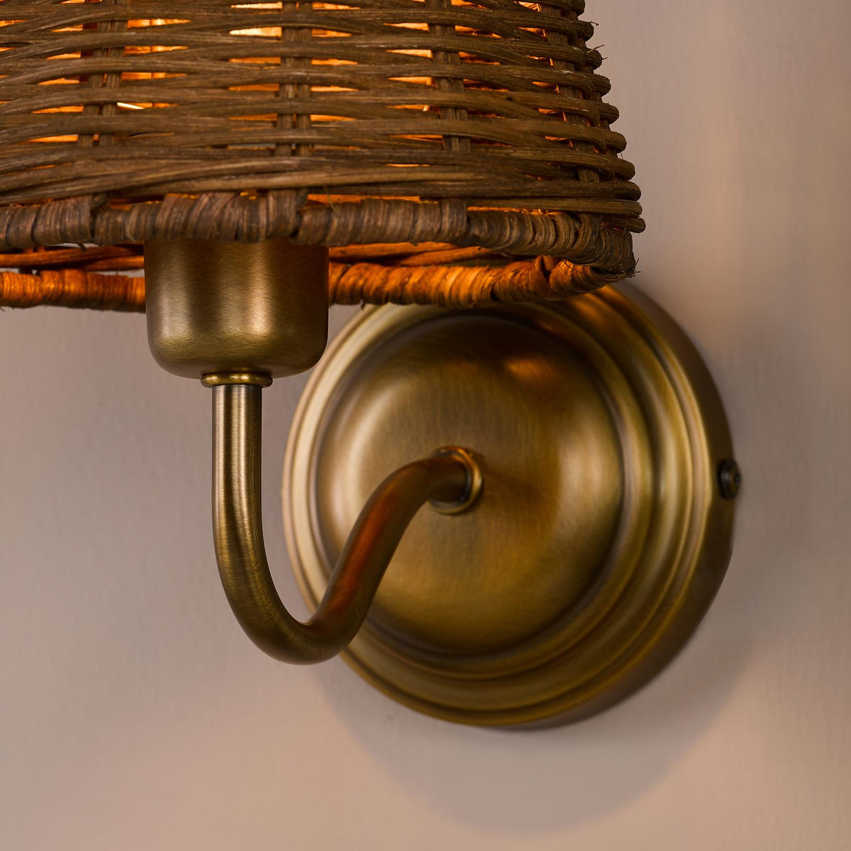 Dar Elara Wall Lamp Antique Bronze With Hand-Woven Rattan Shades