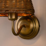 Dar Elara Wall Lamp Antique Bronze With Hand-Woven Rattan Shades