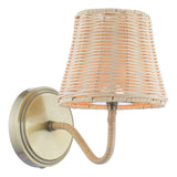 Joules Elcot Rechargeable LED Wall Light Antique Brass With Rattan Shade