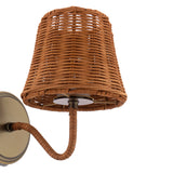 Joules Elcot Rechargeable LED Wall Light Satin Bronze With Rattan Shade
