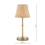 Joules Elcot Rechargeable LED Table Lamp Antique Brass With Rattan Shade