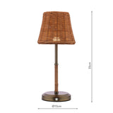 Joules Elcot Rechargeable LED Table Lamp Satin Bronze With Rattan Shade