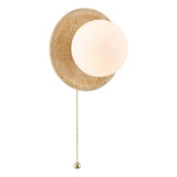 Dar Elgor Bathroom Wall Light Travertine and Opal Glass IP44