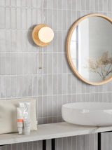 Dar Elgor Bathroom Wall Light Travertine and Opal Glass IP44