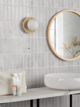 Dar Elgor Bathroom Wall Light Travertine and Opal Glass IP44