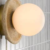 Dar Elgor Bathroom Wall Light Travertine and Opal Glass IP44