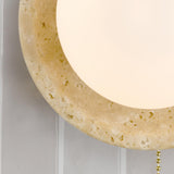 Dar Elgor Bathroom Wall Light Travertine and Opal Glass IP44