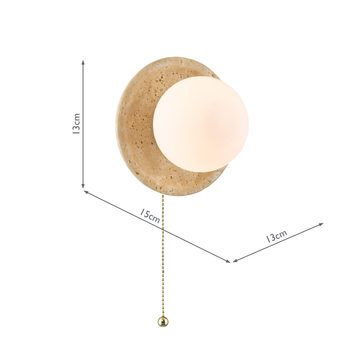 Dar Elgor Bathroom Wall Light Travertine and Opal Glass IP44