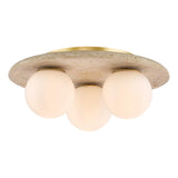 Dar Elgor 3 Light Bathroom Ceiling Light Travertine and Opal Glass IP44