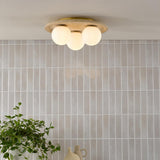 Dar Elgor 3 Light Bathroom Ceiling Light Travertine and Opal Glass IP44
