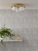 Dar Elgor 3 Light Bathroom Ceiling Light Travertine and Opal Glass IP44