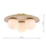 Dar Elgor 3 Light Bathroom Ceiling Light Travertine and Opal Glass IP44