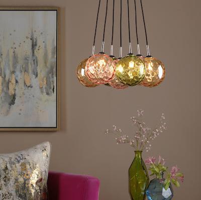 Dar Elpis 7 Light Cluster Pendant Mixed Glass –  from Amos Lighting + Home