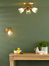 Dar Elron Single Spotlight Antique Bronze and Ribbed Glass