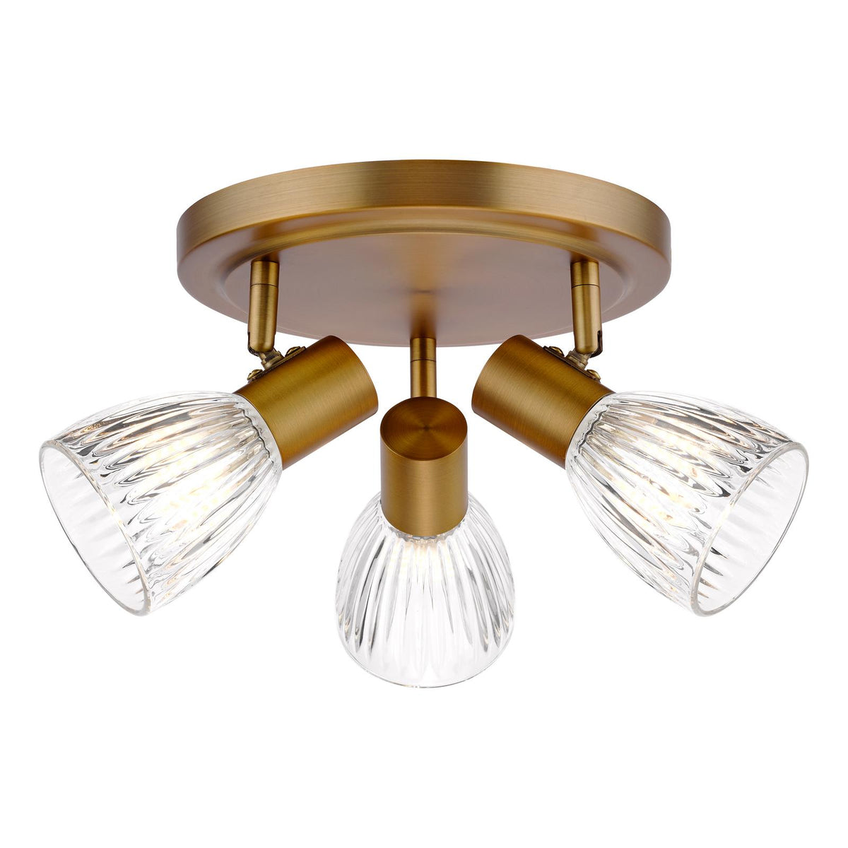 Dar Elron 3 Light Plate Spotlight Antique Bronze and Ribbed Glass