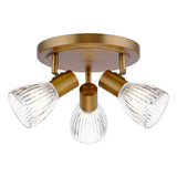 Dar Elron 3 Light Plate Spotlight Antique Bronze and Ribbed Glass