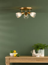 Dar Elron 3 Light Plate Spotlight Antique Bronze and Ribbed Glass