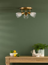 Dar Elron 3 Light Plate Spotlight Antique Bronze and Ribbed Glass