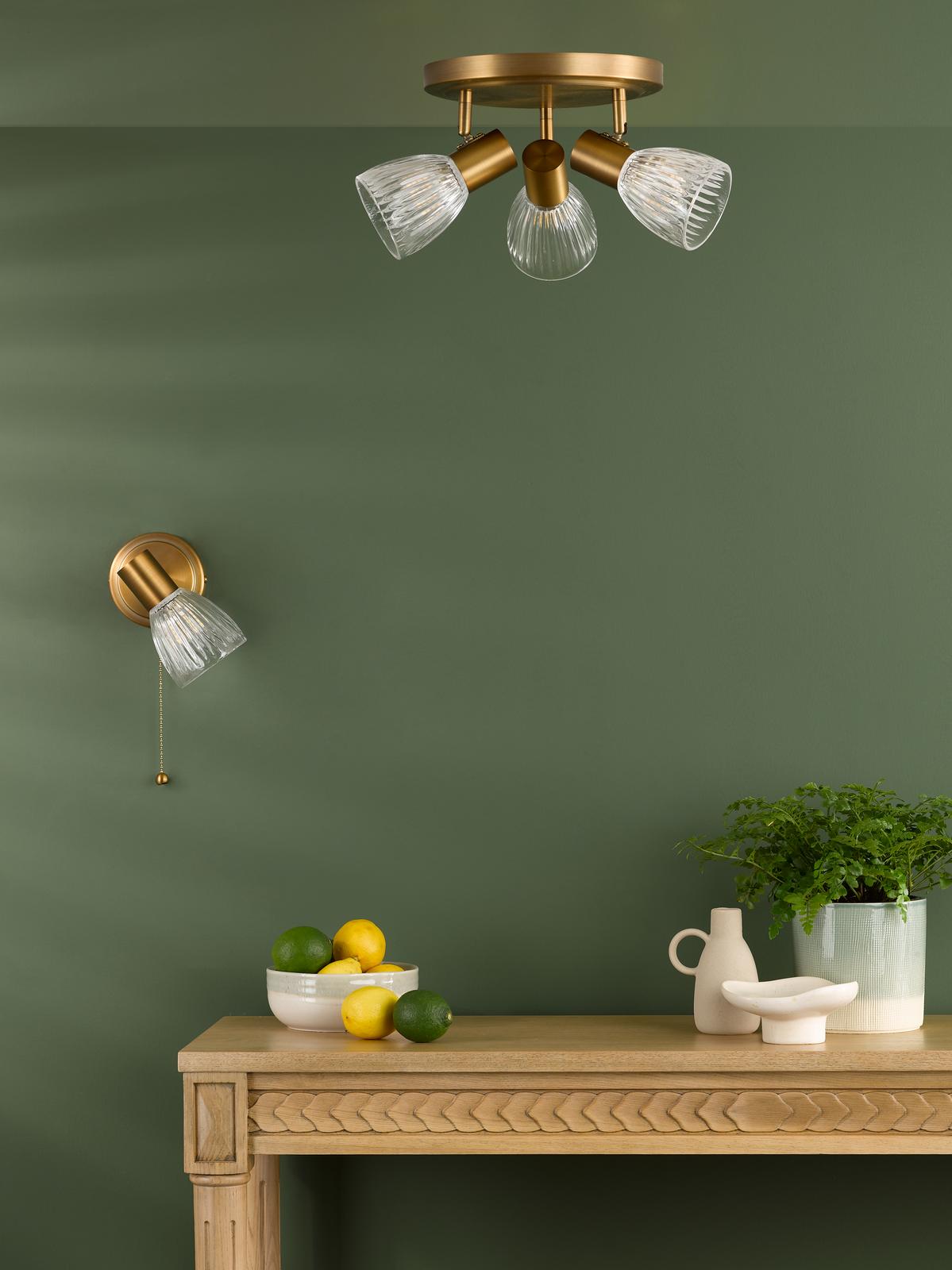 Dar Elron 3 Light Plate Spotlight Antique Bronze and Ribbed Glass