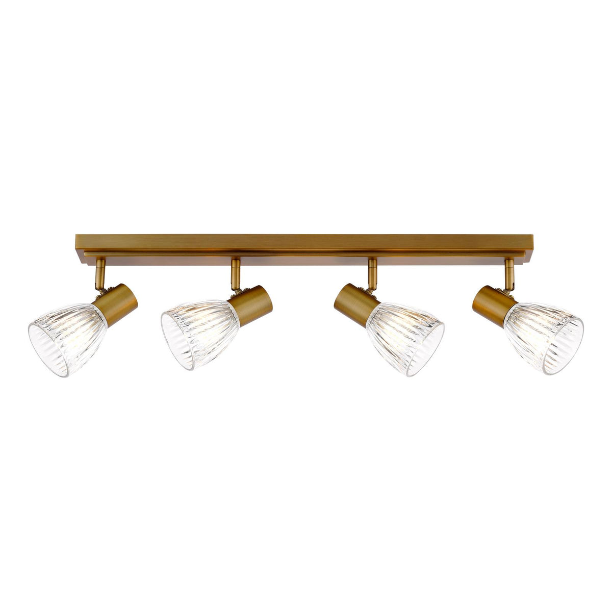 Dar Elron 4 Light Bar Spotlight Antique Bronze and Ribbed Glass