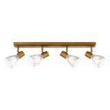 Dar Elron 4 Light Bar Spotlight Antique Bronze and Ribbed Glass