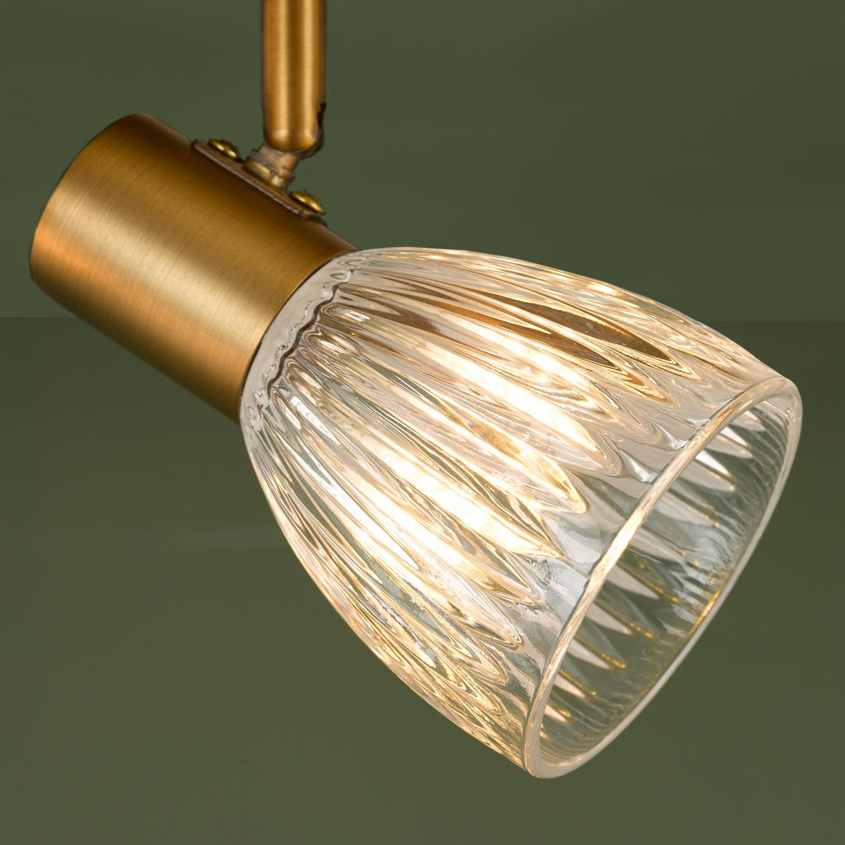 Dar Elron 4 Light Bar Spotlight Antique Bronze and Ribbed Glass