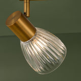 Dar Elron 4 Light Bar Spotlight Antique Bronze and Ribbed Glass