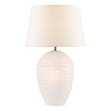 Dar Encara Dual Lit Table Lamp White Glass and Antique Bronze With Linen Shade