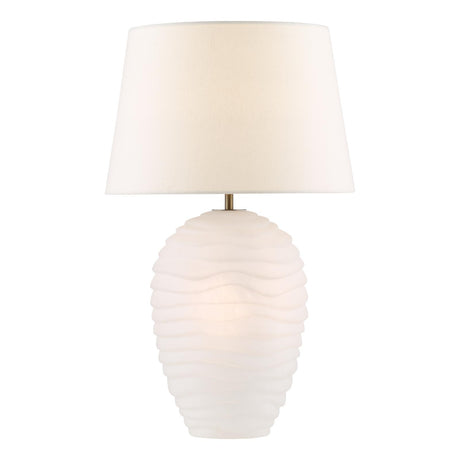 Dar Encara Dual Lit Table Lamp White Glass and Antique Bronze With Linen Shade